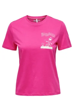 Only Camiseta Snoopy Algodon Dibujo Rosa Online