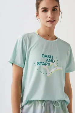 Dash and Stars Camiseta Tejido Tecnico Logo Azul Verde Sale