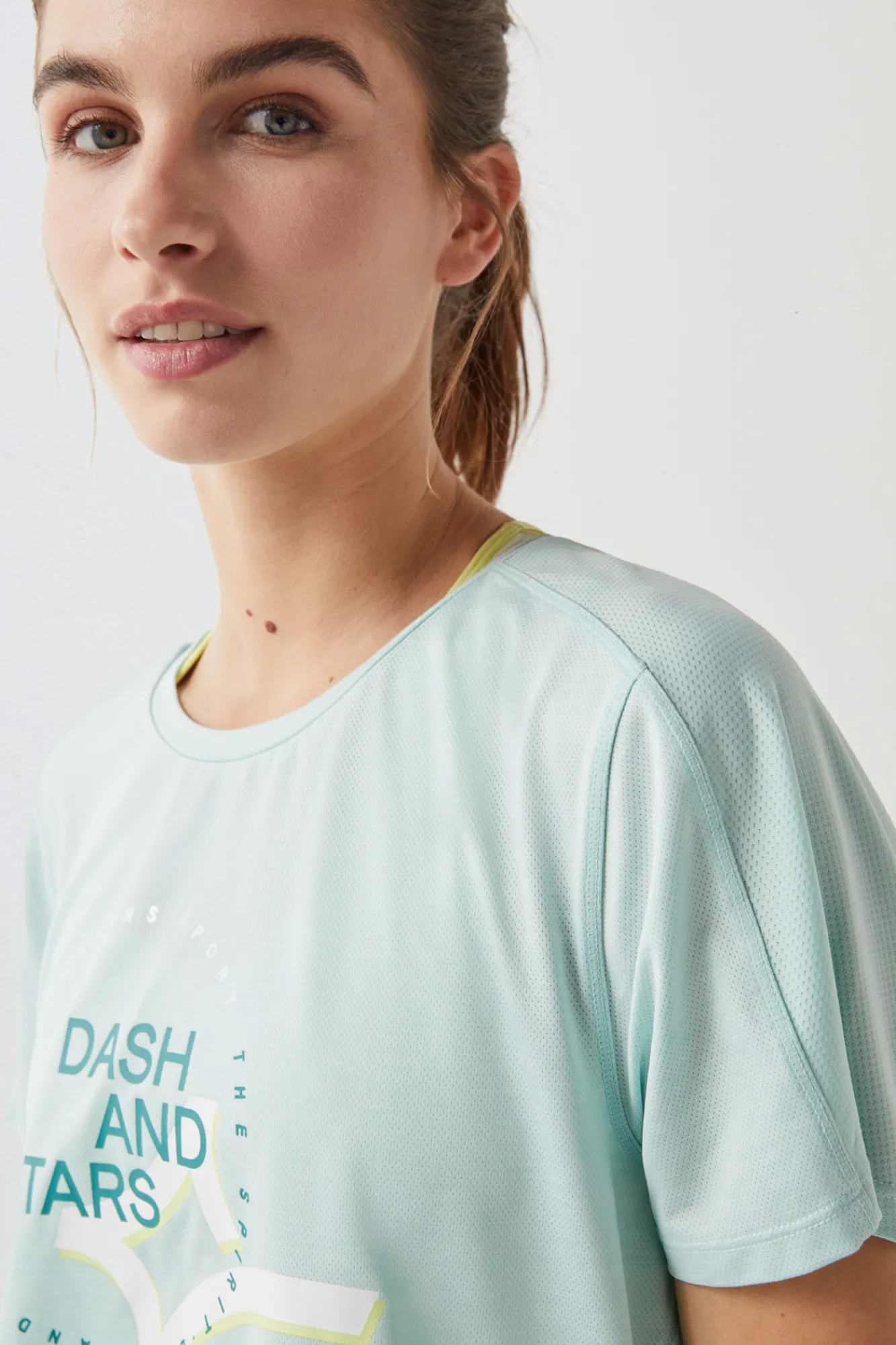 Dash and Stars Camiseta Tejido Tecnico Logo Azul Verde Sale