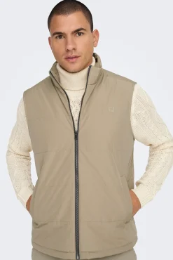 Only & Sons Chaleco Acolchado Marron Medio Hot