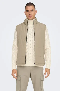 Only & Sons Chaleco Acolchado Marron Medio Hot