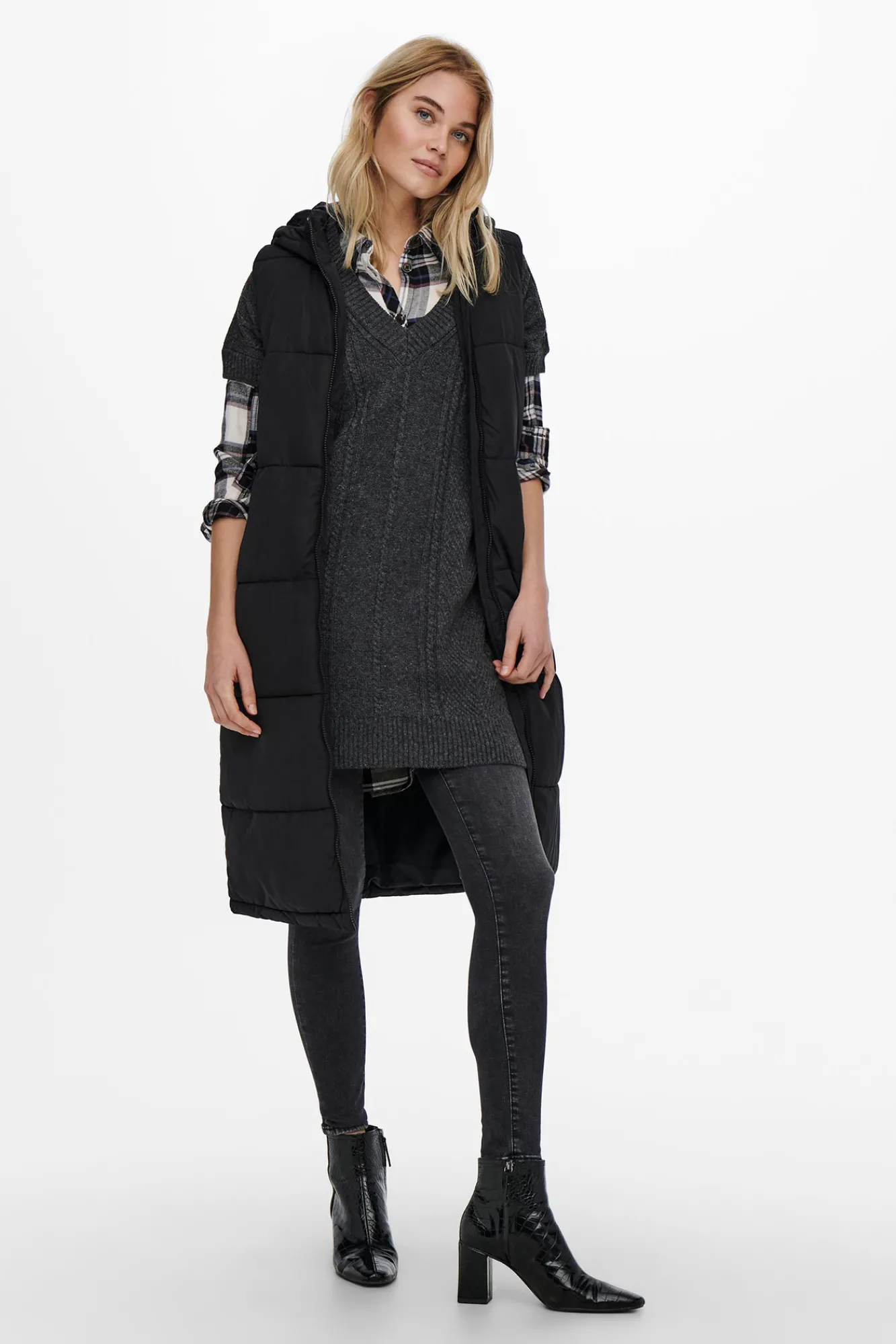 Only Chaleco Acolchado Con Capucha Negro Hot