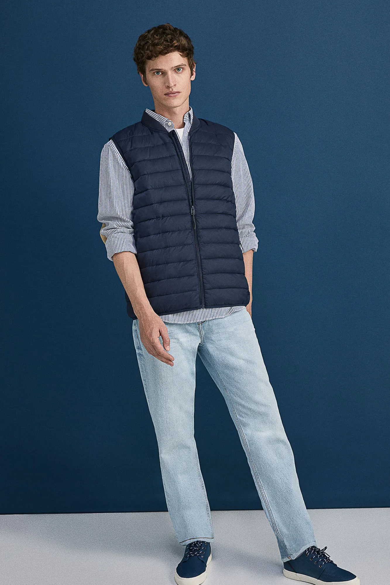 * Chaleco Acolchado Cuello Bomber Navy