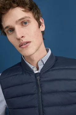 * Chaleco Acolchado Cuello Bomber Navy
