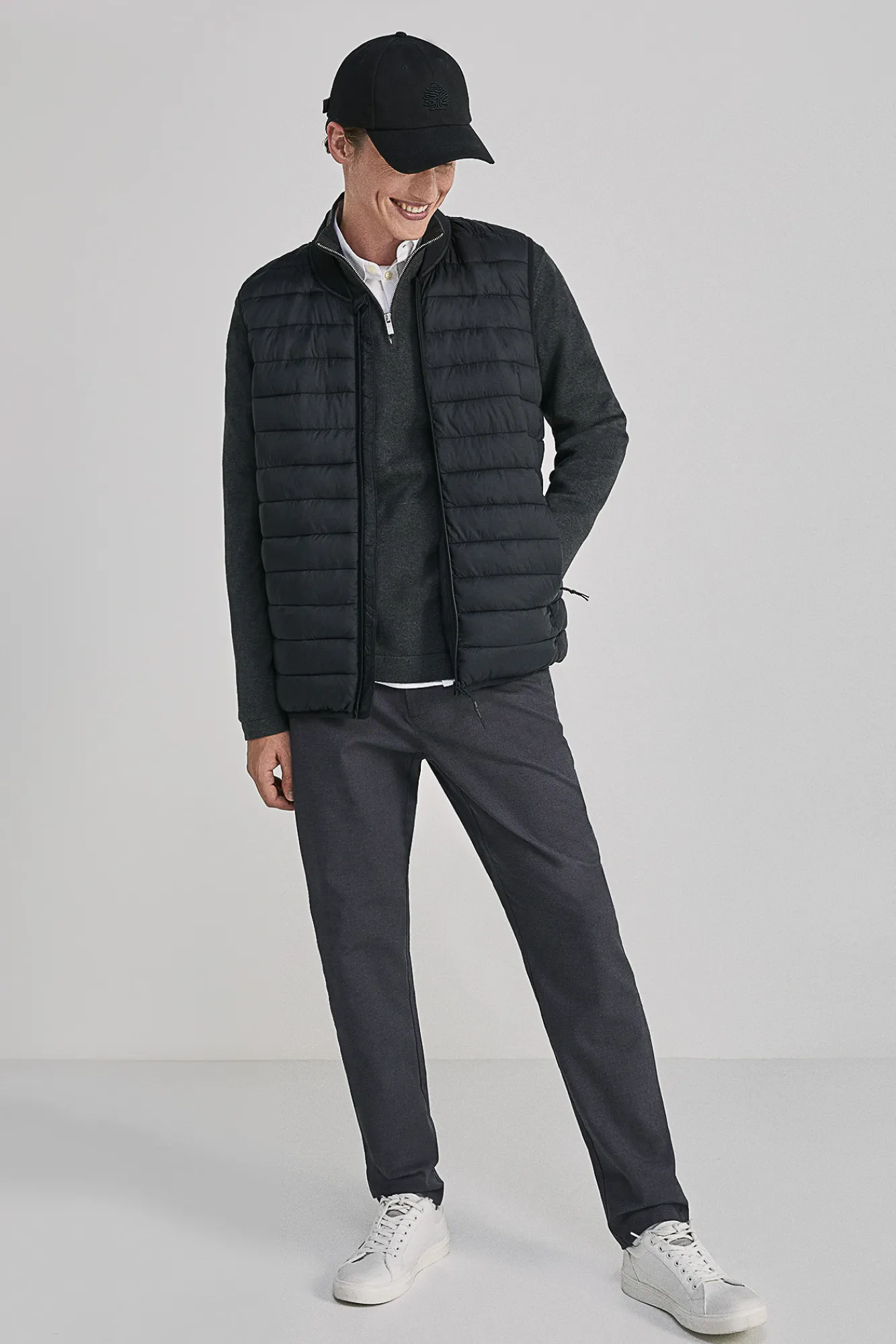 * Chaleco Acolchado Cuello Bomber Negro Clearance