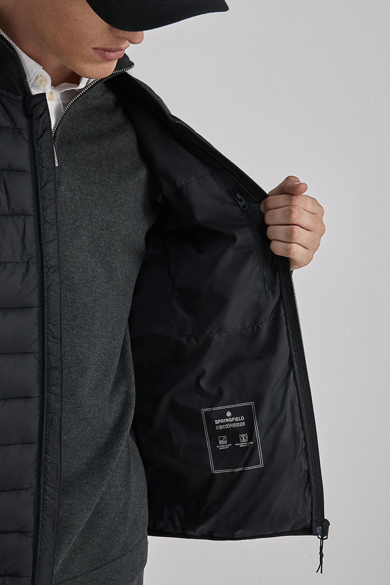 * Chaleco Acolchado Cuello Bomber Negro Clearance