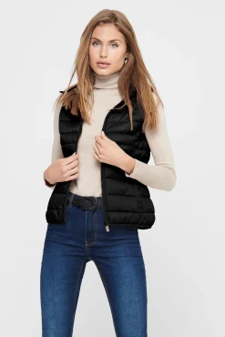 Only Chaleco De Mujer Ultraligero Con Capucha Negro Hot