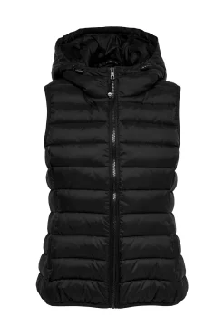 Only Chaleco De Mujer Ultraligero Con Capucha Negro Hot