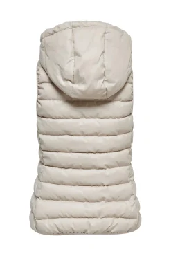 Only Chaleco De Mujer Ultraligero Con Capucha Beige Medio