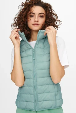Only Chaleco De Mujer Ultraligero Con Capucha Azul Medio Sale