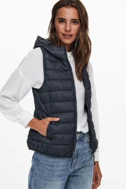 Only Chaleco De Mujer Ultraligero Con Capucha Azul Medio Best
