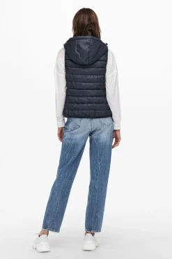 Only Chaleco De Mujer Ultraligero Con Capucha Azul Medio Best
