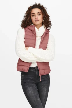 Only Chaleco De Mujer Ultraligero Con Capucha Rosa Clearance
