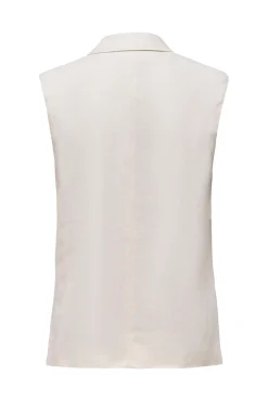 Only Chaleco Doble Boton Lino Y Viscosa Blanco Best