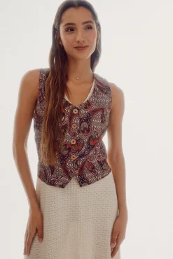 Slowlove Chaleco En Sangalo Estampado Estampado Blanco Outlet
