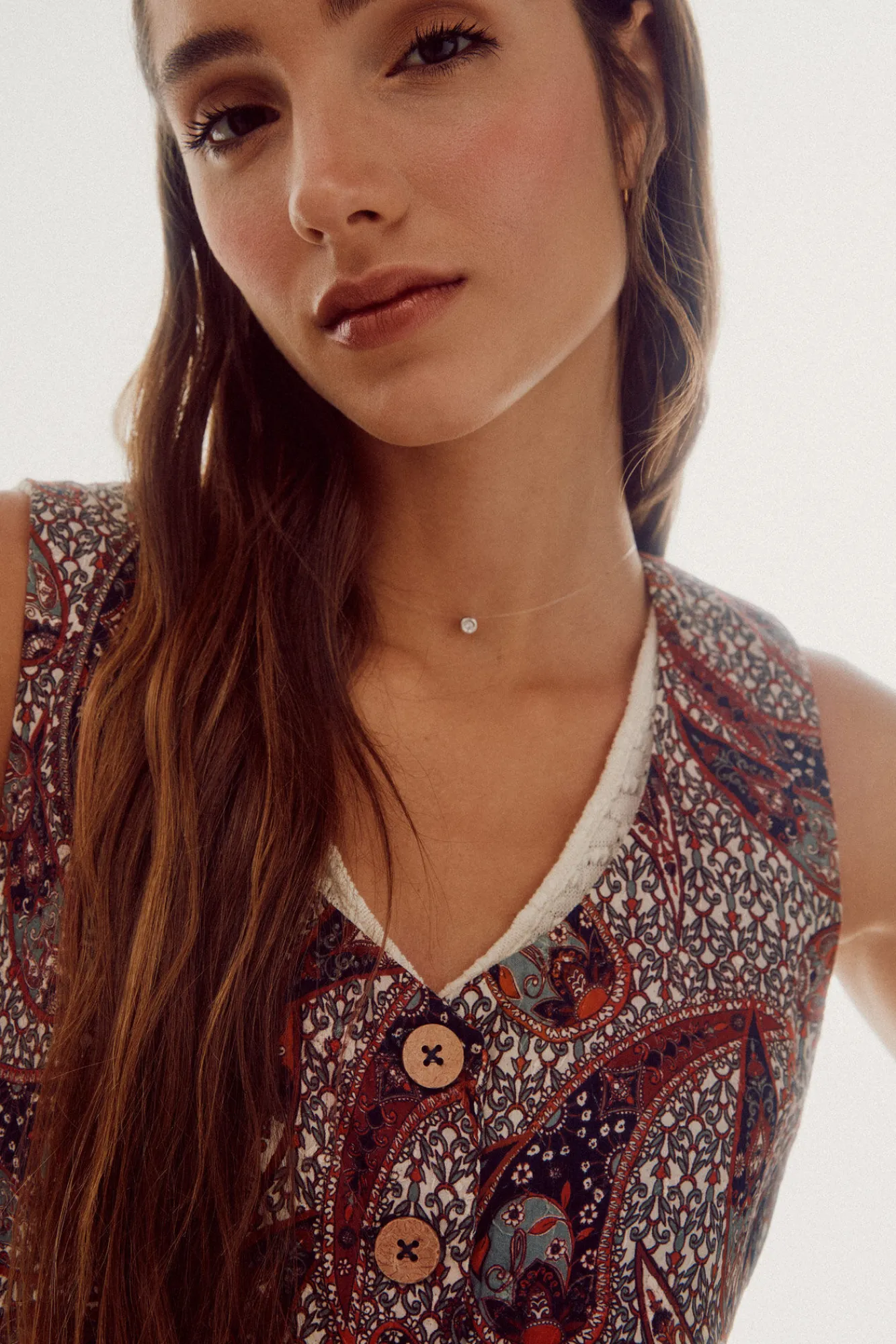 Slowlove Chaleco En Sangalo Estampado Estampado Blanco Outlet