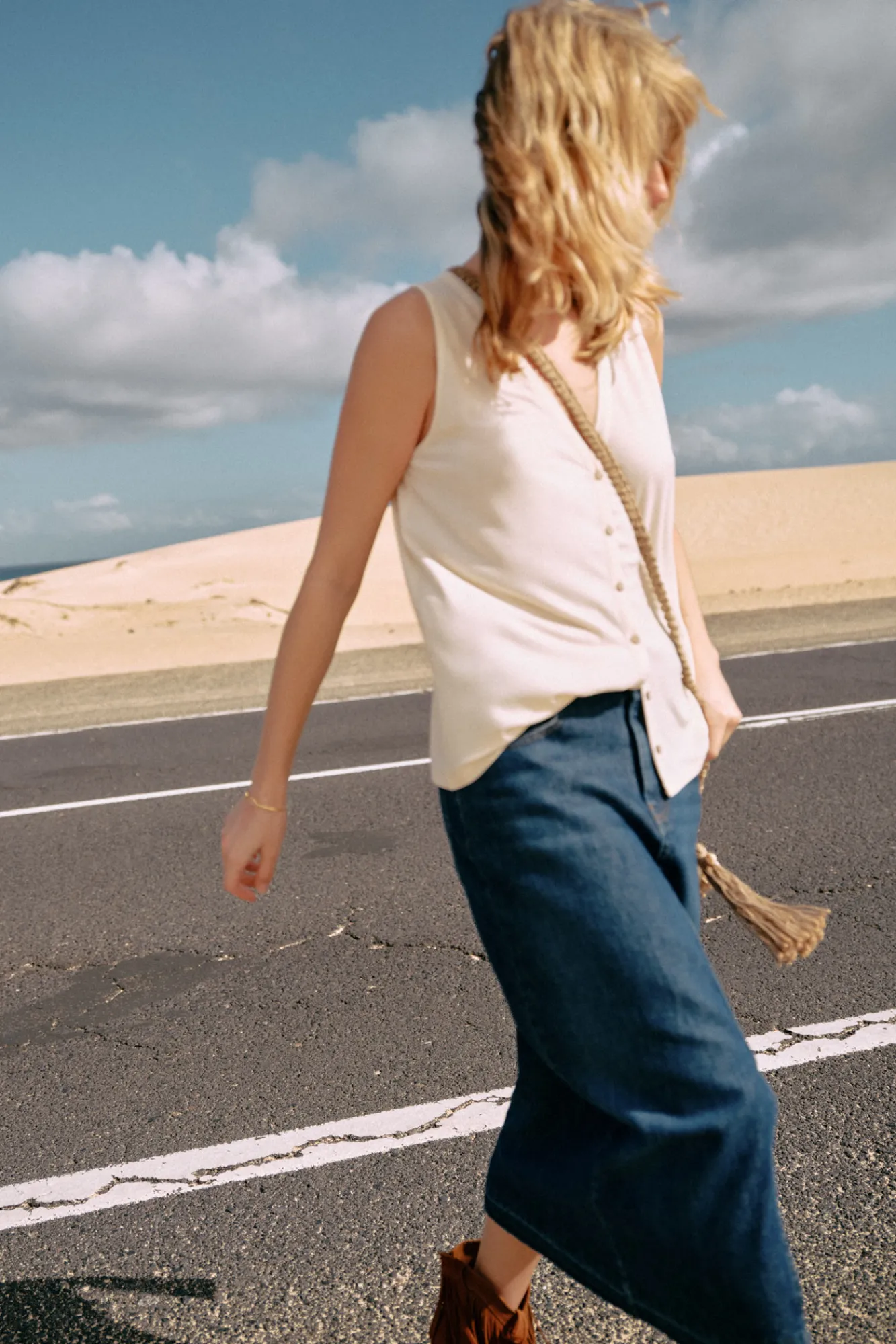 Slowlove Chaleco Fluido De Punto Marfil Discount