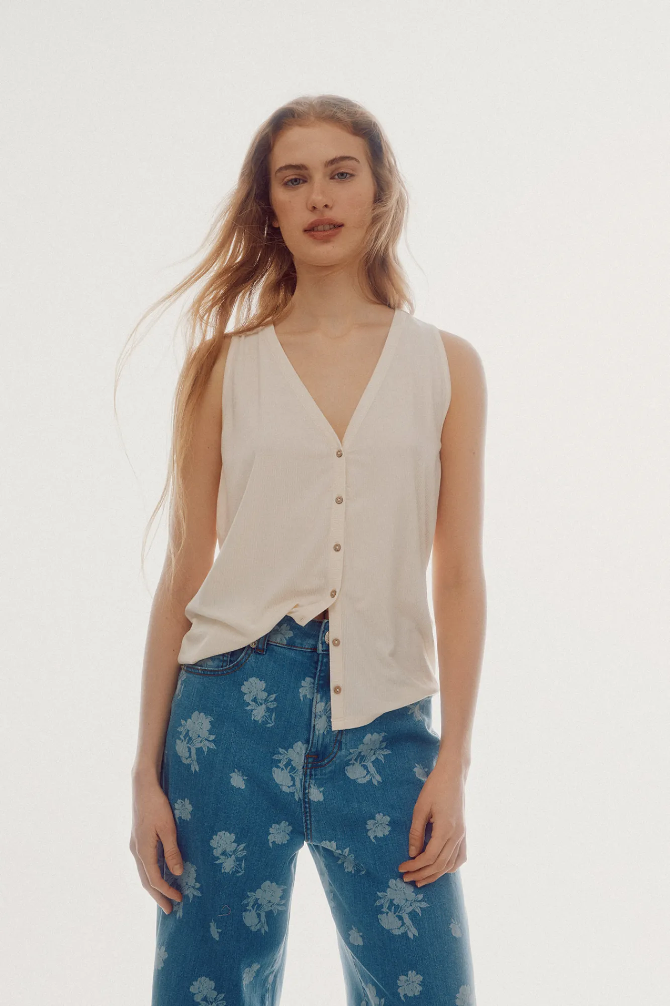 Slowlove Chaleco Fluido De Punto Marfil Discount