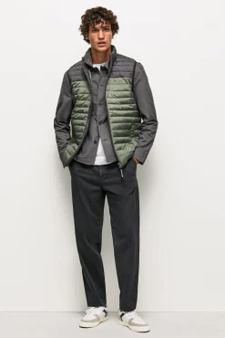 Pepe Jeans Chaleco Hombre Acolchado Bicolor Gris Oscuro Clearance
