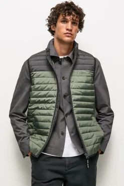 Pepe Jeans Chaleco Hombre Acolchado Bicolor Gris Oscuro Clearance