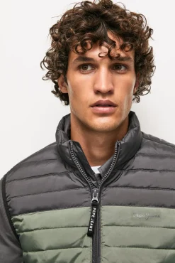 Pepe Jeans Chaleco Hombre Acolchado Bicolor Gris Oscuro Clearance
