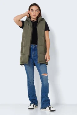 Noisy May Chaleco Largo Acolchado Verde New