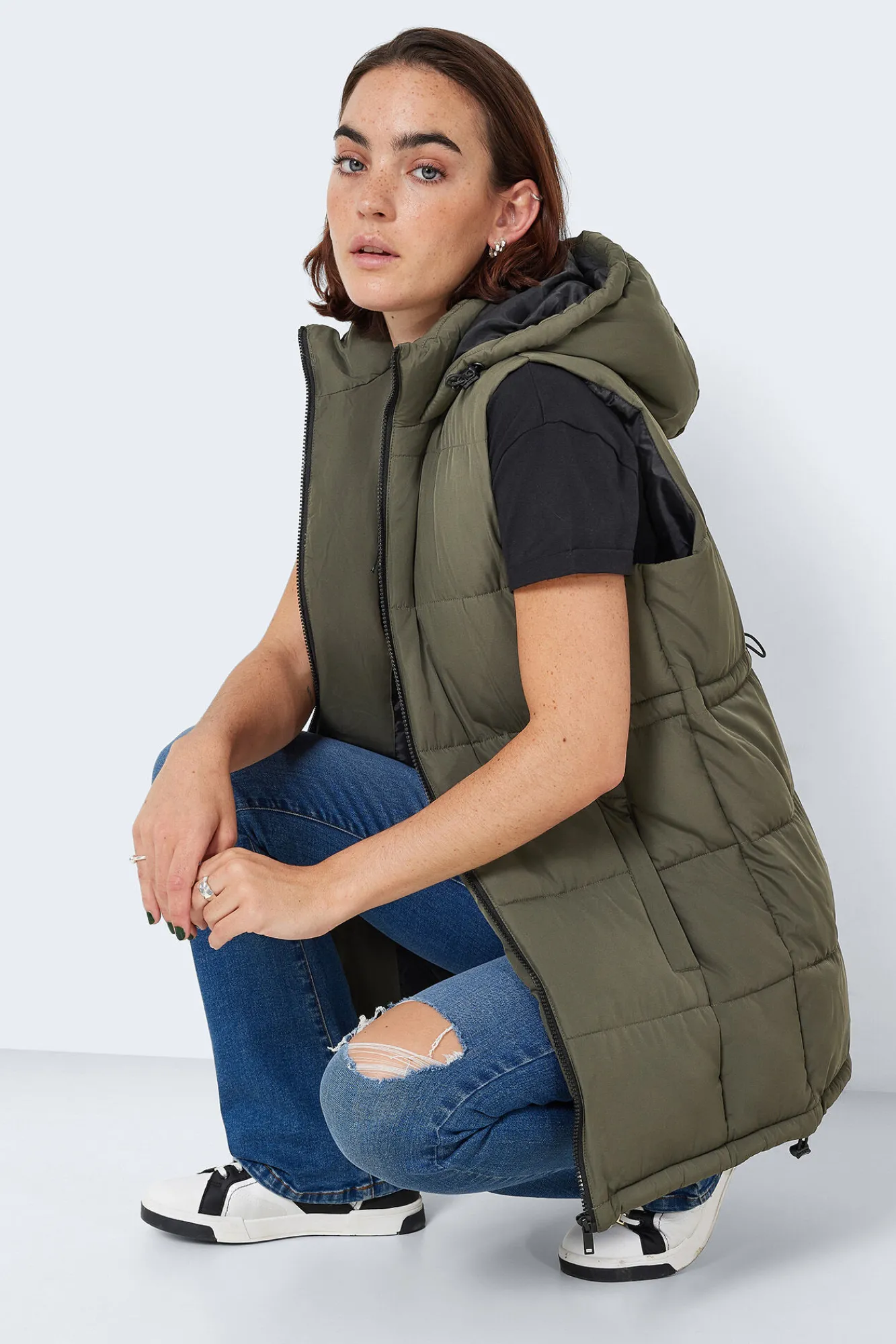 Noisy May Chaleco Largo Acolchado Verde New