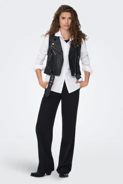 Only Chaleco Mujer Polipiel Negro Outlet