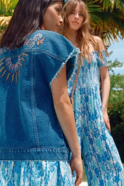 Slowlove Chaleco Vaquero Bordado Azul Outlet