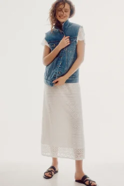 Slowlove Chaleco Vaquero Bordado Azul Outlet