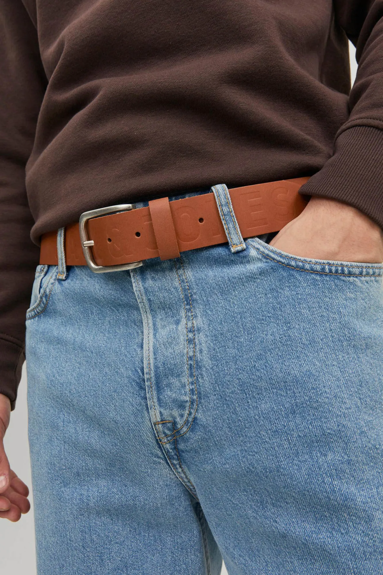 Jack & Jones Cinturon De Piel Tostado
