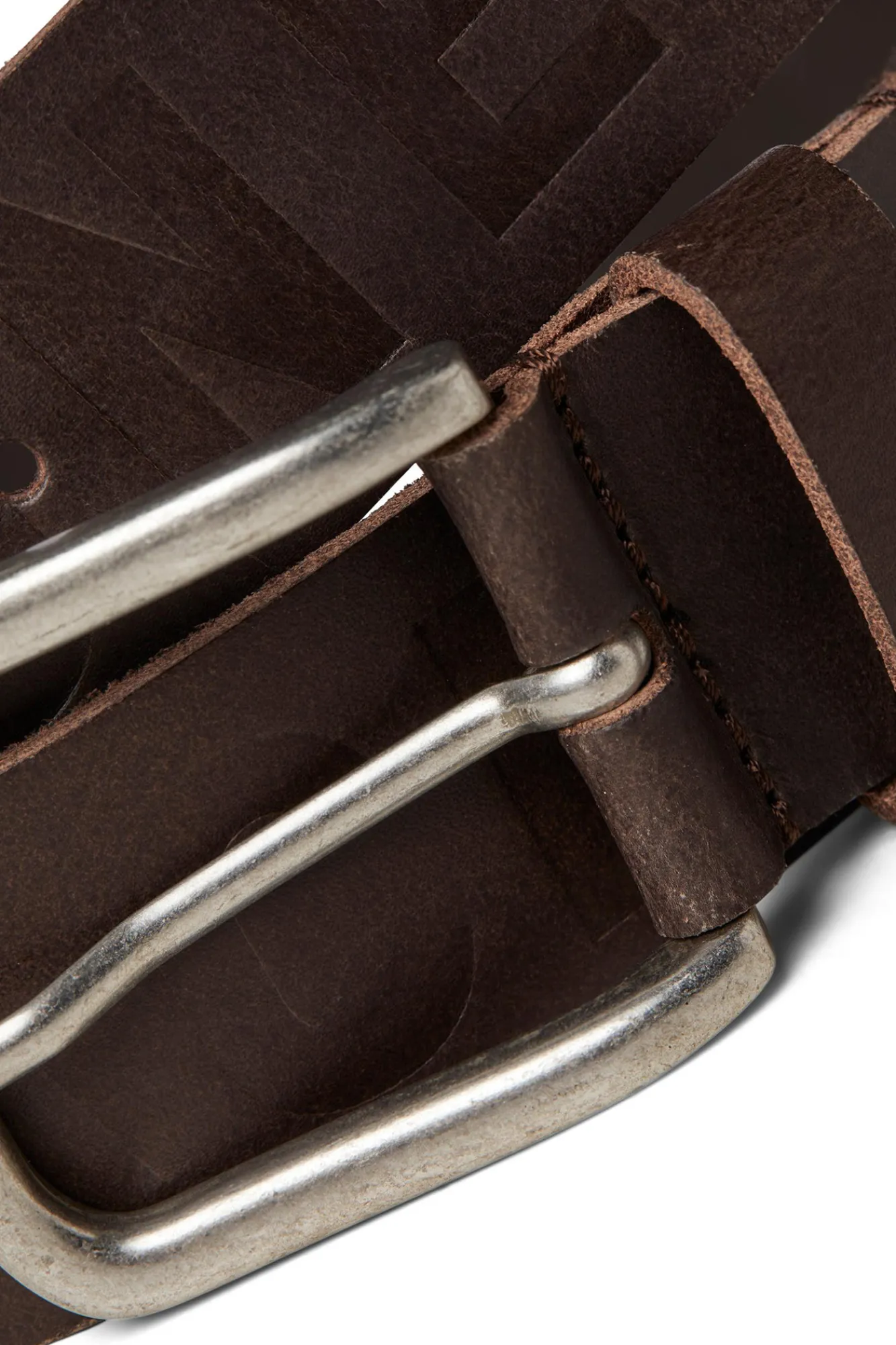 Jack & Jones Cinturon De Piel Marron Medio Sale
