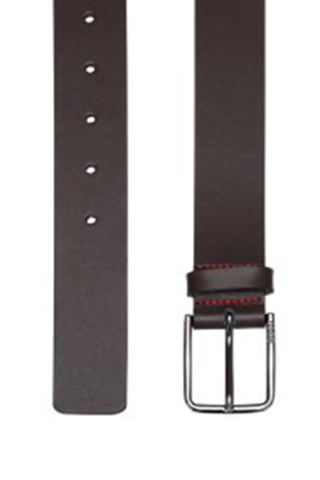HUGO Cinturon De Piel Italiana Con Hebilla Grabada Con Logo Marron Oscuro Outlet