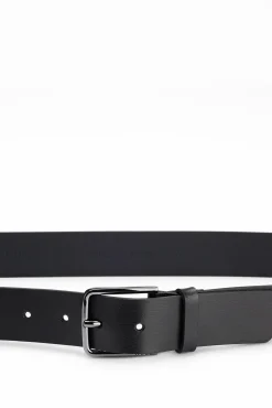 HUGO Cinturon De Piel Italiana Con Hebilla Grabada Con Logo Negro