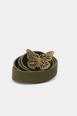 * Cinturon Hebilla Mariposa Kaki Oscuro Clearance