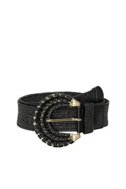 Only Cinturon Trenzado Con Hebilla Redonda Negro Sale