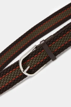 * Cinturon Trenzado Stripes Marron Oscuro Outlet