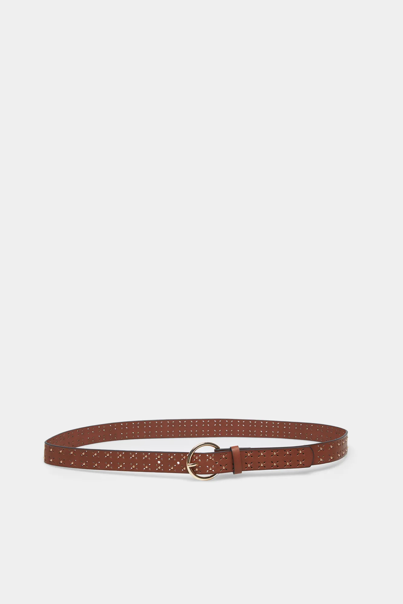 * Cinturon Troquelados X Estampado Marron Discount