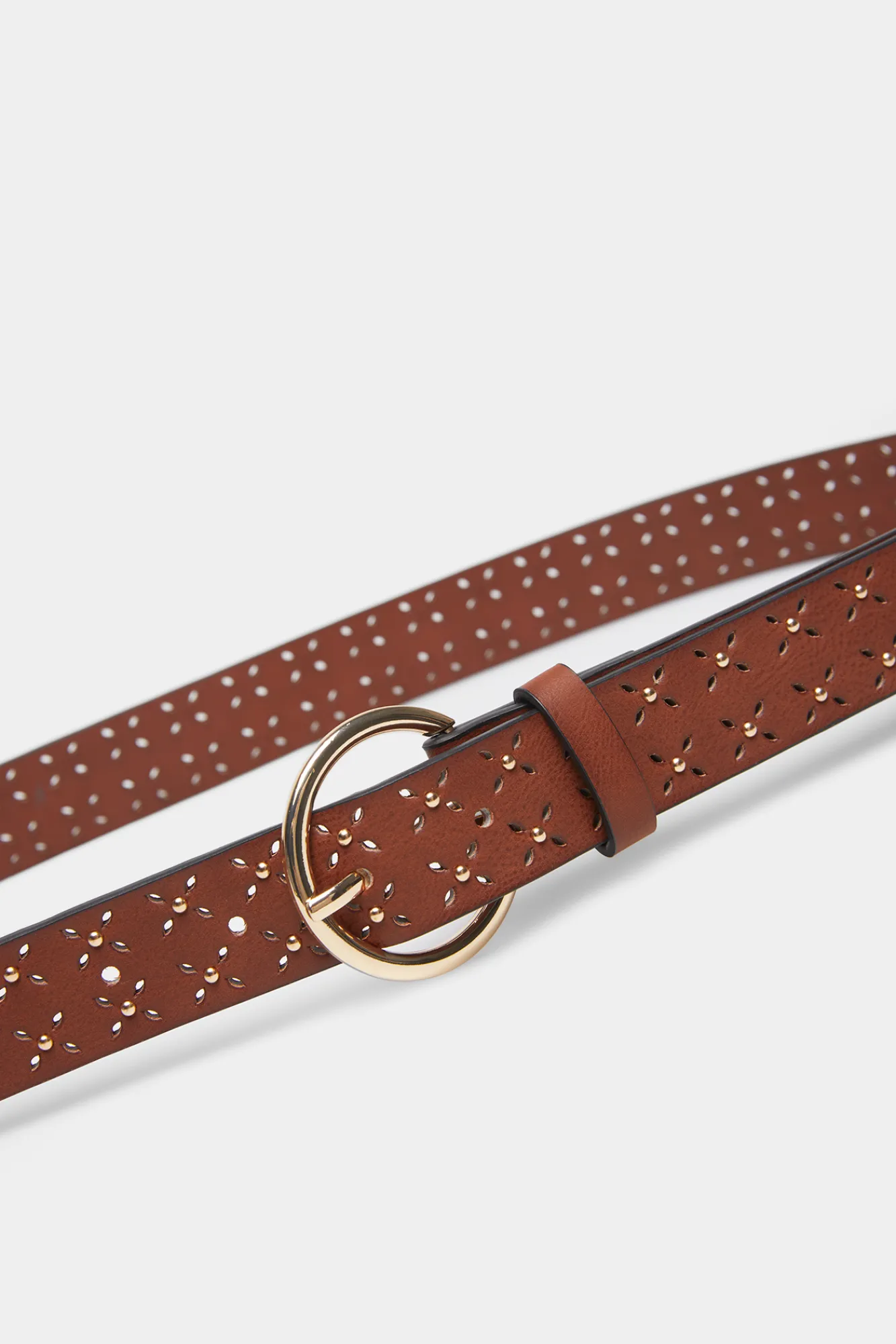 * Cinturon Troquelados X Estampado Marron Discount