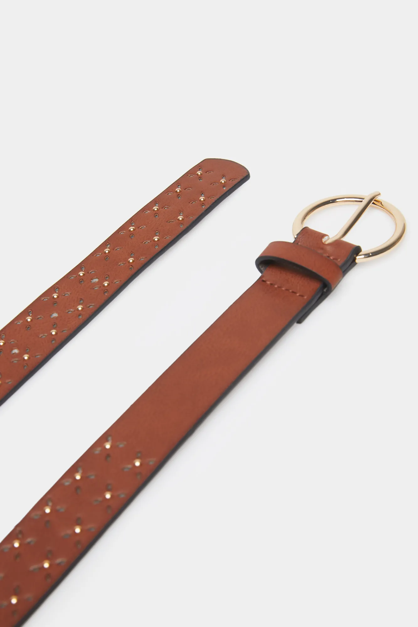 * Cinturon Troquelados X Estampado Marron Discount