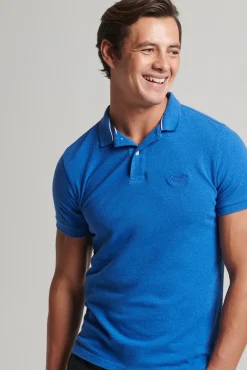 Superdry Classic Pique Polo Azul Oscuro Clearance
