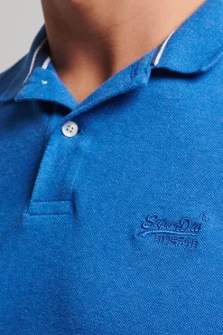 Superdry Classic Pique Polo Azul Oscuro Clearance