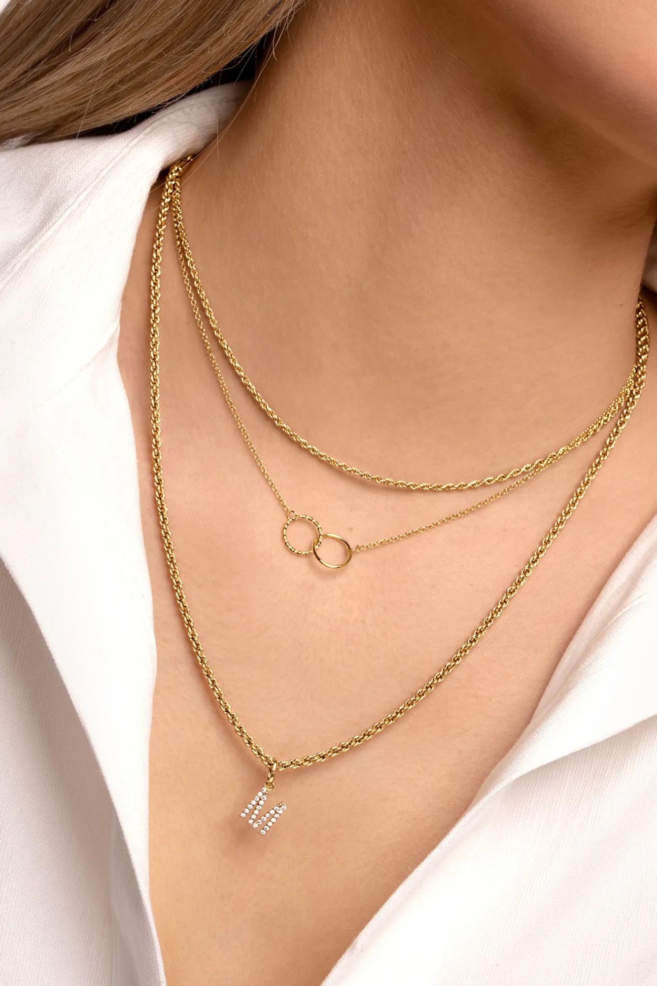 Singularu Collar Circles Twist Baño Oro Amarillo New