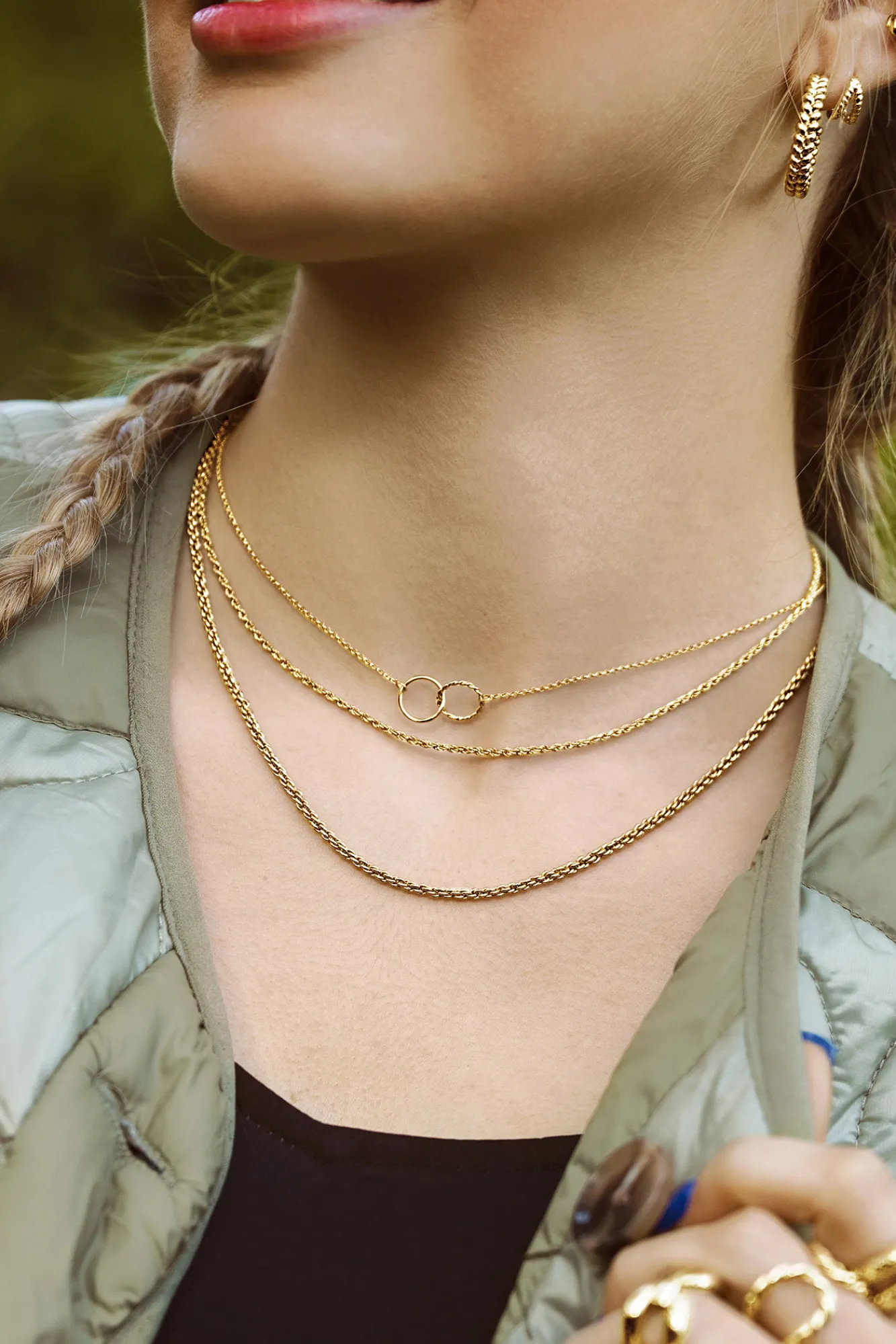 Singularu Collar Circles Twist Baño Oro Amarillo New