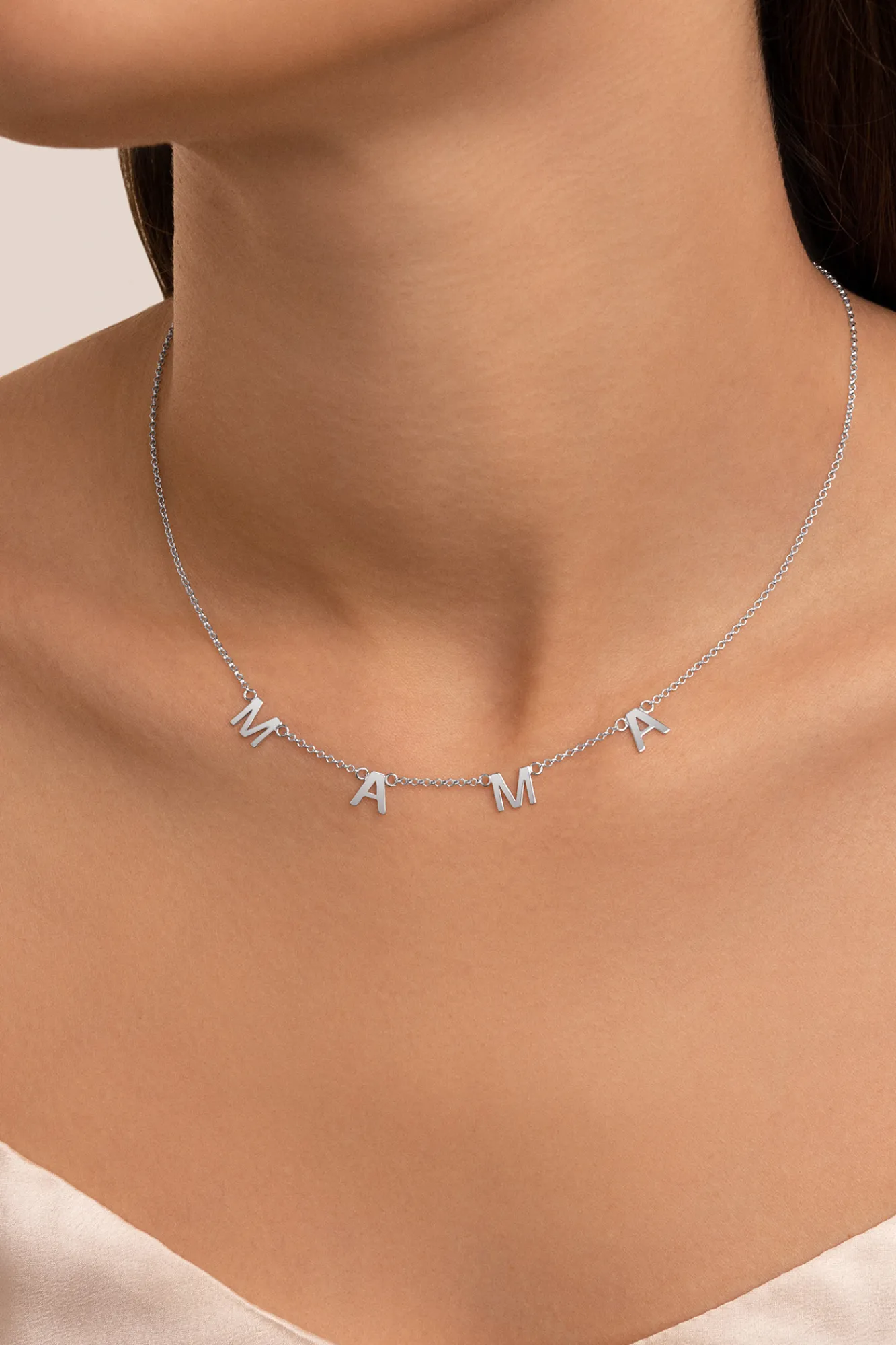 Singularu Collar Mama Letters Plata Gris Online
