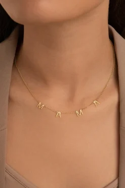 Singularu Collar Mama Letters Plata Baño Oro Amarillo Hot