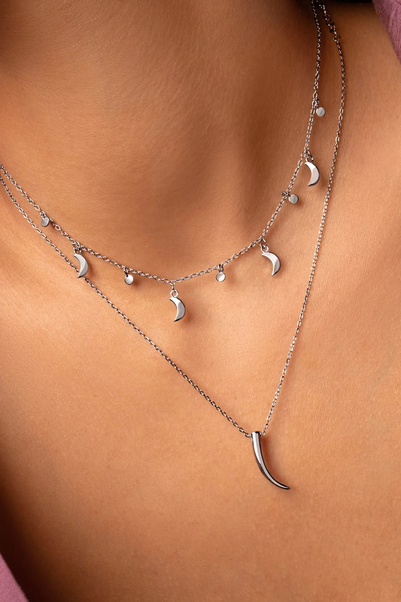 Singularu Collar Mini Crescent Moon Plata Gris Outlet