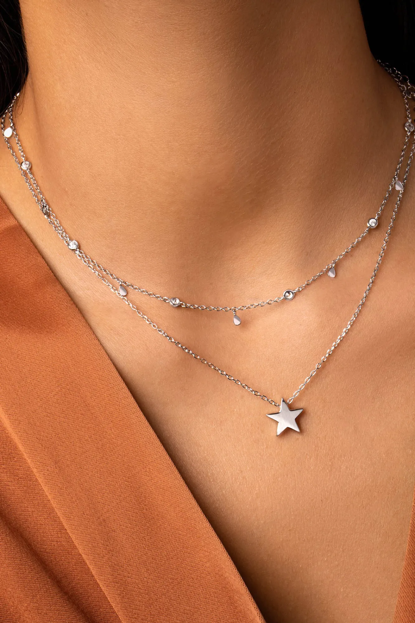 Singularu Collar Single Star Plata Gris Clearance