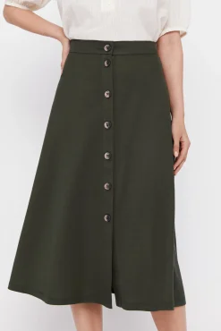 Cortefiel Falda Capa Midi Kaki Clearance