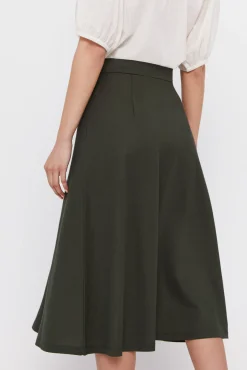 Cortefiel Falda Capa Midi Kaki Clearance